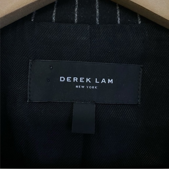 DEREK LAM Wool Double Breasted Striped Blazer Black Sz 4 - Picture 4 of 11